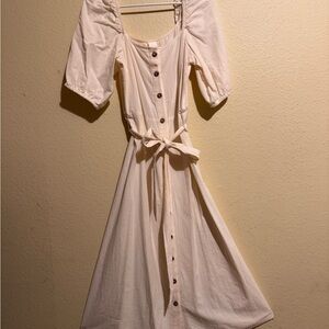 Elegant Cream Button-Down Dress